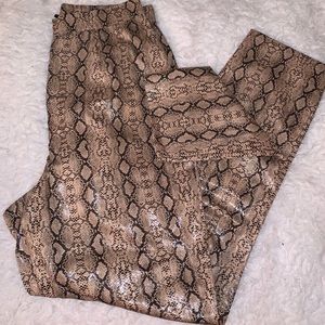 PLT FAUX LEATHER SNAKE SKIN TROUSERS